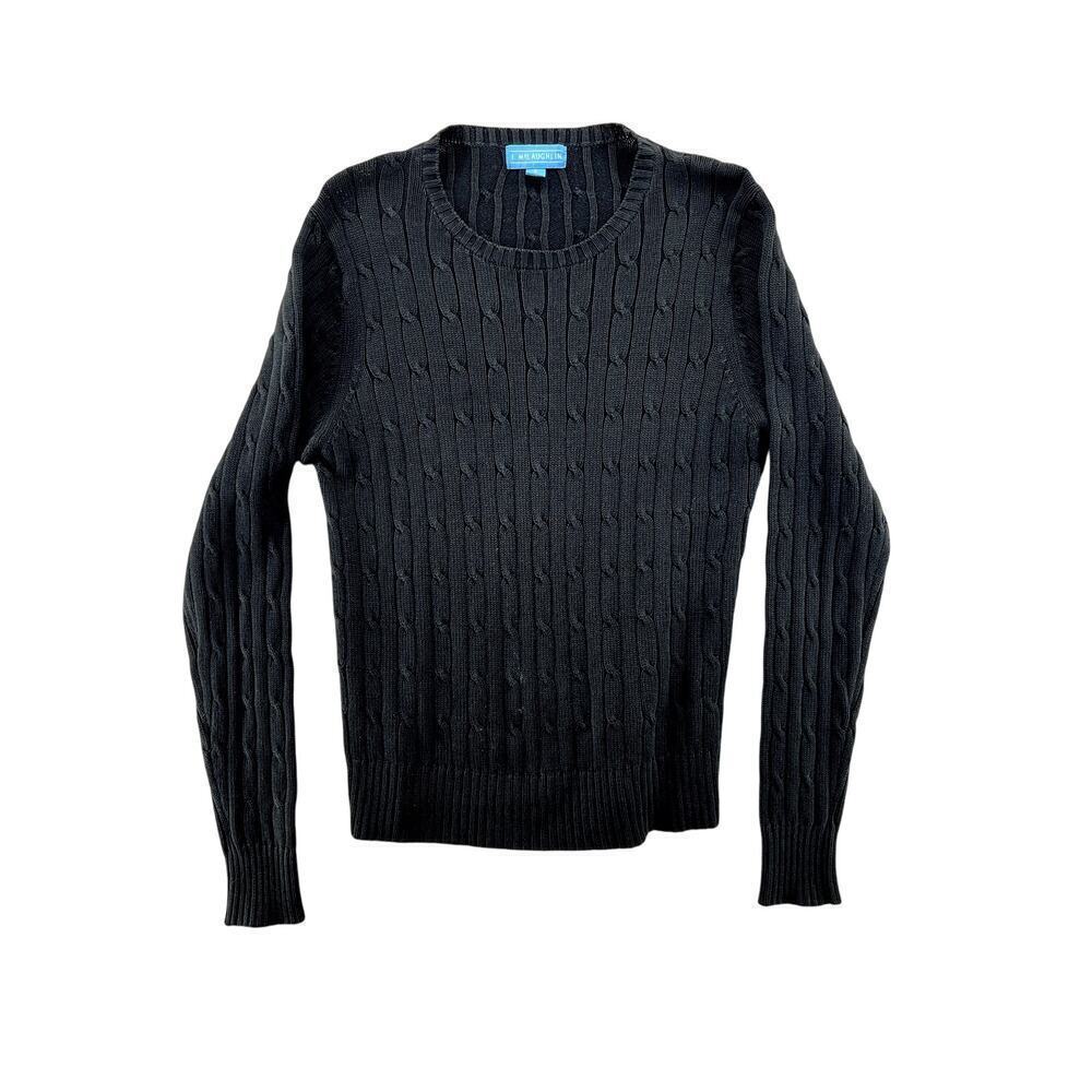 J. McLaughlin Women’s Black Cable Knit Crewneck Sweater Size Small Classic